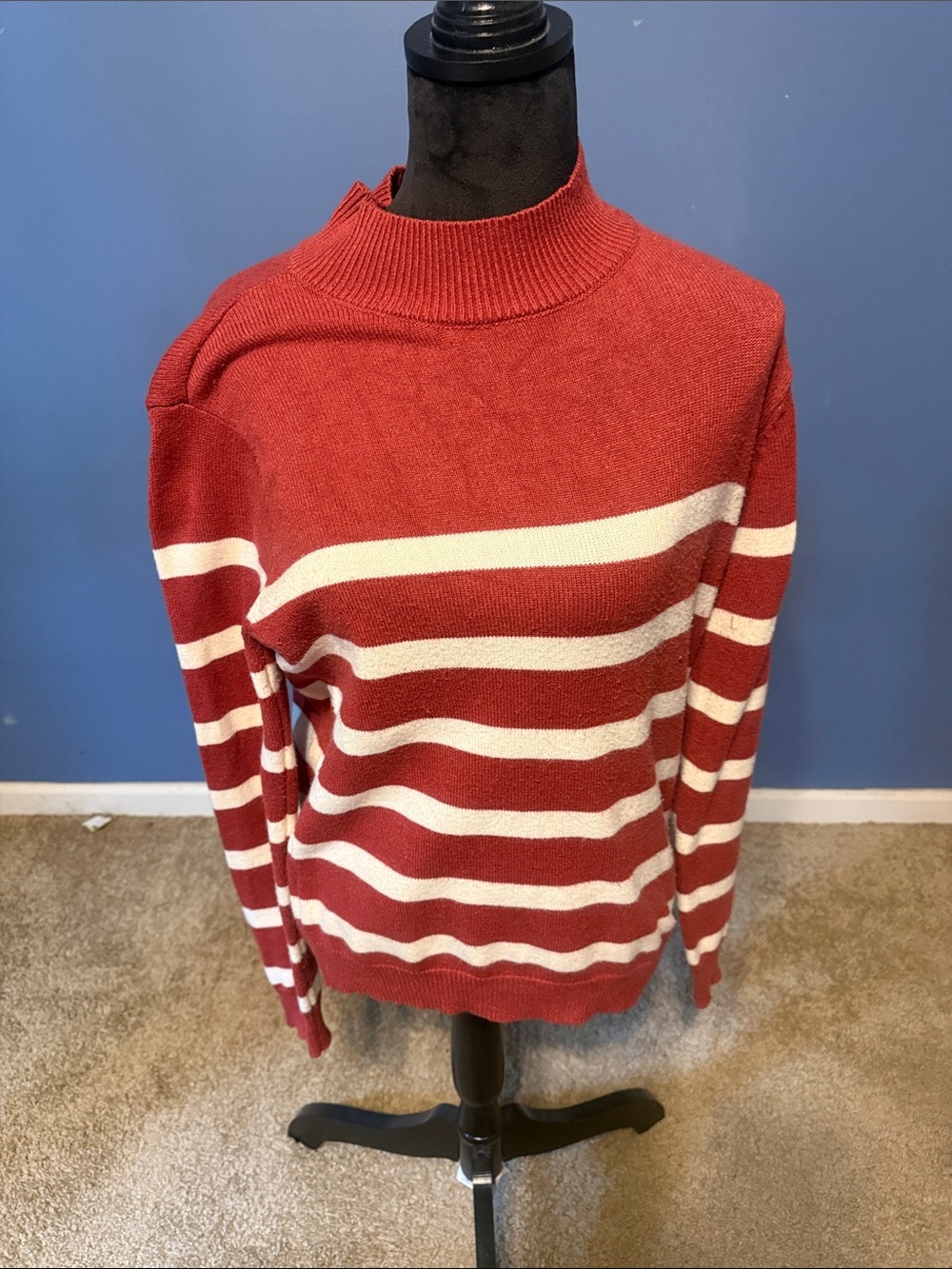 Striped Red and White Crewneck Sweater